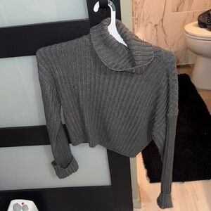 Fashion Nova Gray Ribbed Cropped Turtleneck Sweater